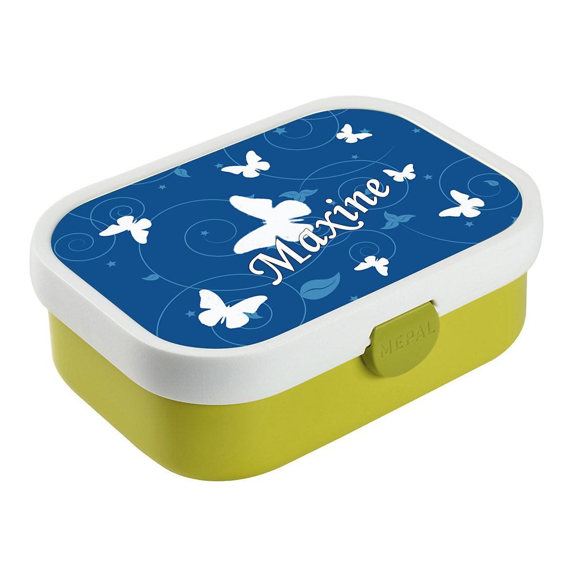 CreaDesign Brotdose Mepal Kinder mit Fächern mit Name personalisiert Schmetterling blau RI11156