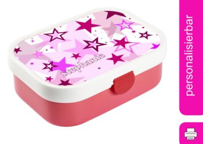CreaDesign Brotdose Mepal Kinder mit Fächern mit Name personalisiert Sterne rosa