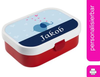 CreaDesign Brotdose Mepal Kinder mit Fächern mit Name personalisiert Elefant blau
