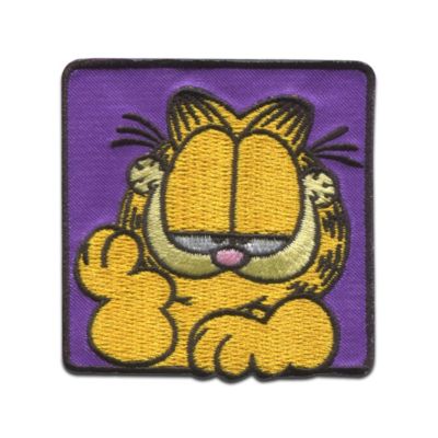 Aufnäher / Bügelbild Garfield lila Comic Katze gestickt Nähsets für Kinder