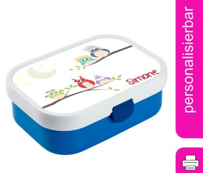 CreaDesign Brotdose Mepal Kinder mit Fächern mit Name personalisiert Eulen