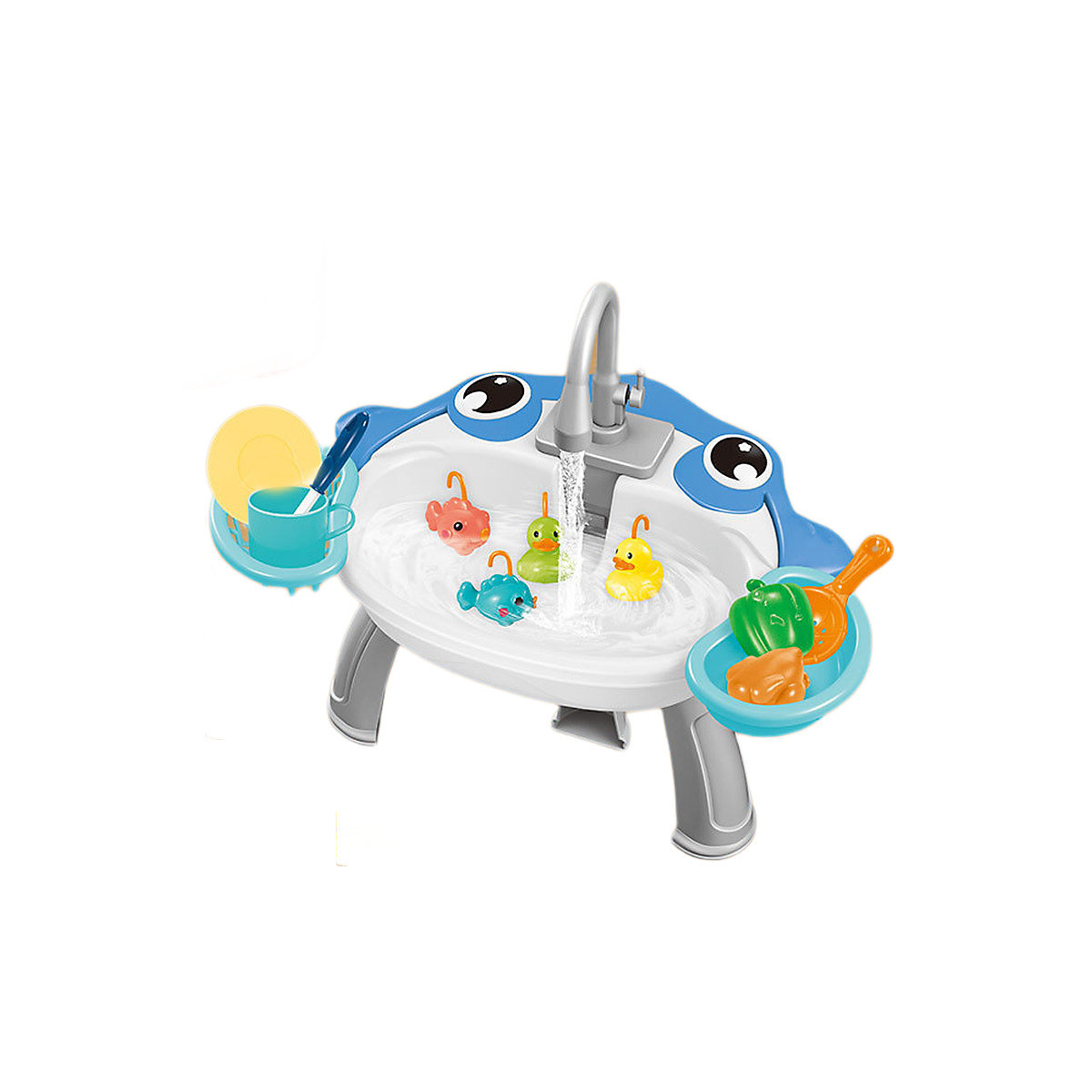 Syntek Angelspiel Set Elektrisch Fischfang Spielzeug Multifunktionales Waschbecken mit Angelzugang