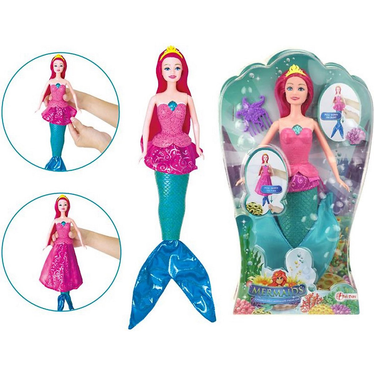 Toi-Toys Meerjungfrau mit wechselbarem Schwanz/ Kleid 30 cm