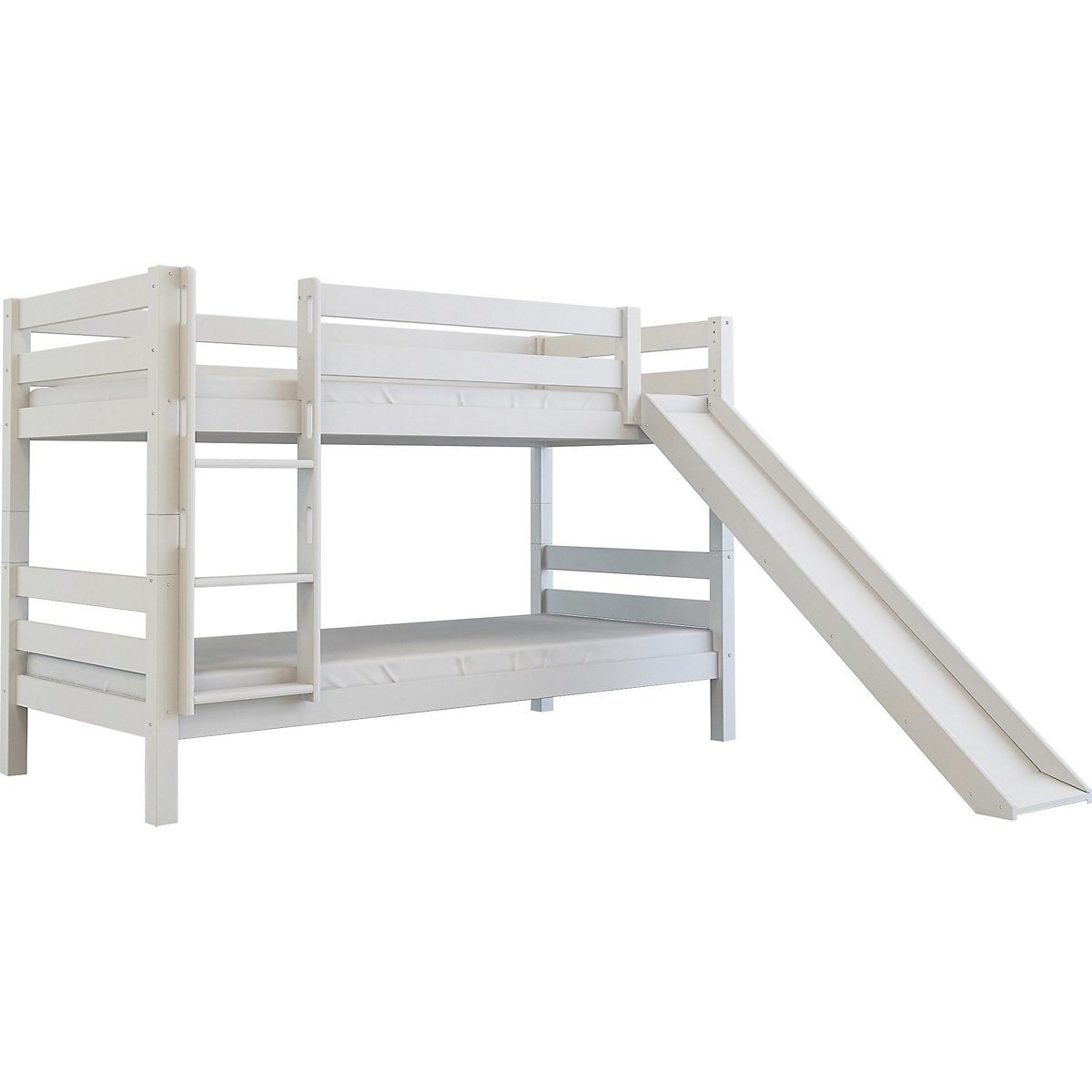 Polini-kids Etagenbett Kinderbett MARK 200x90 cm mit Rutsche Buchenholz massiv weiß
