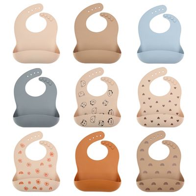 Babylätzchen mit Auffangschale | Silikon Babys Lätzchen | für myToys SHAOKE, Lätzchen Abwaschbares mit Kleinkinder beige & Wasserdicht | Passform verstellbarer Lätzchen