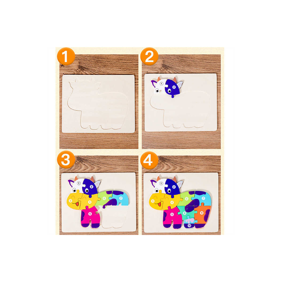 Syntek Dreidimensionales Puzzle aus Holz für Kinder Digitales kognitives Puzzle-Spielzeug für Kinder zur frühen Bildung GU11619