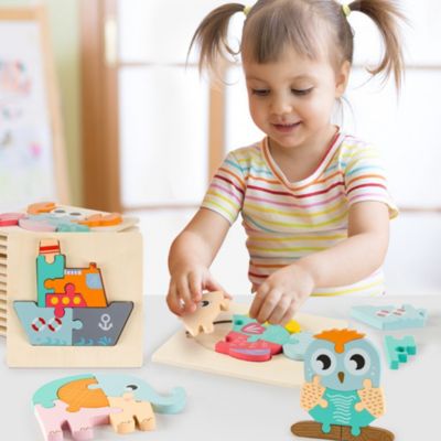 enbaoxin Holzspielzeug 3D puzzle Memory-Spiel Cartoon 3d puzzle holzspielzeug Kinderspielzeug OY11695