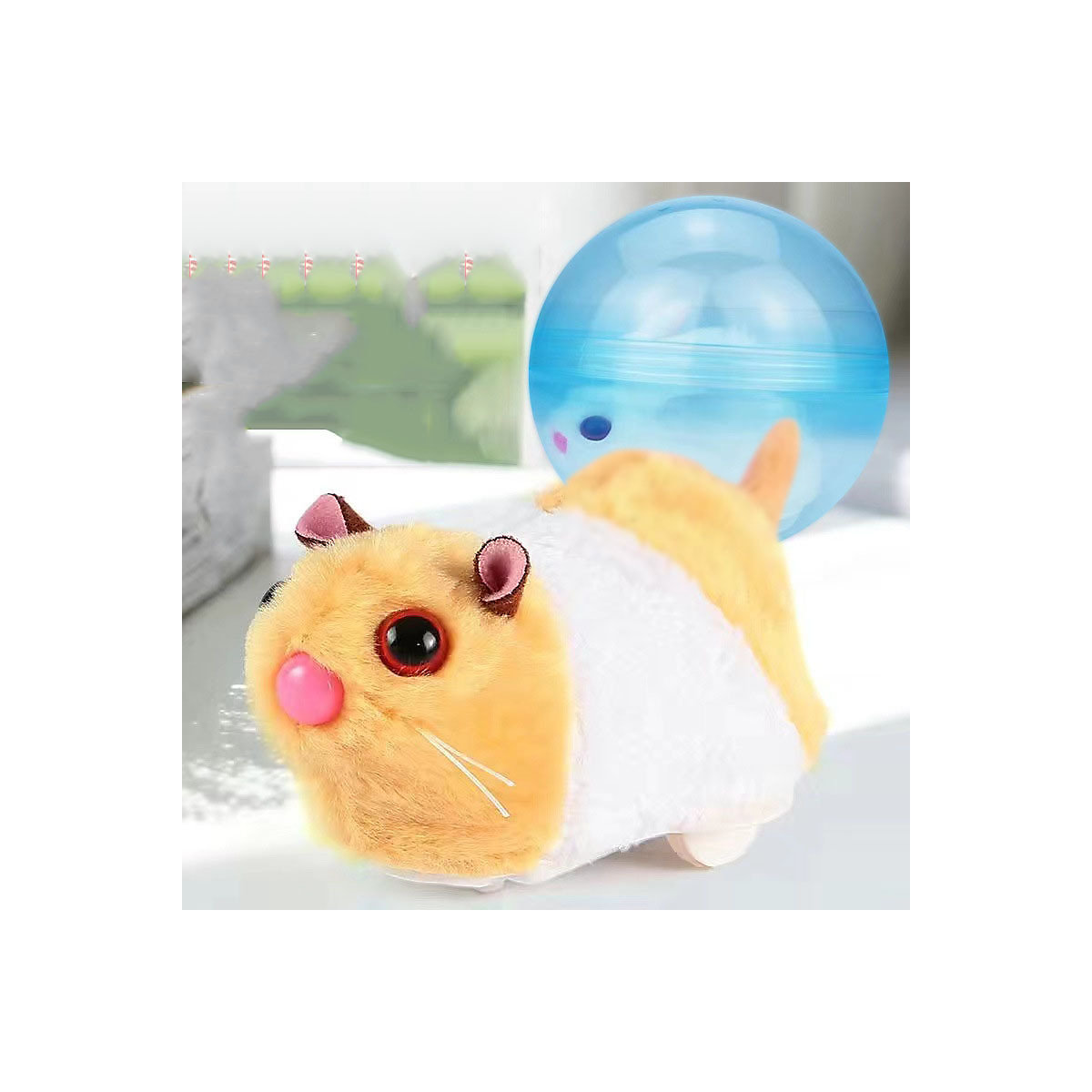 Decome Leuchtender Krabbelball Kinderspielzeug Simulierter elektrischer Hase mit Rollender Hamster Kugel Spielzeug