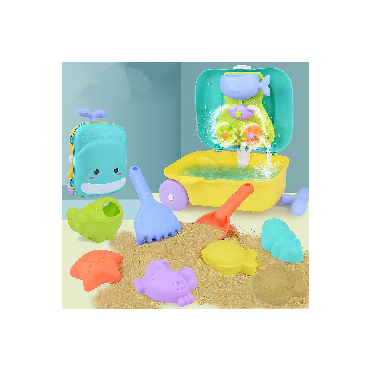 Syntek Sommer-Strandspielzeugset für Kinder Kinder Sommer Outdoor Sand Schaufel Spielen Wasser Spielzeug Trolley Box Set