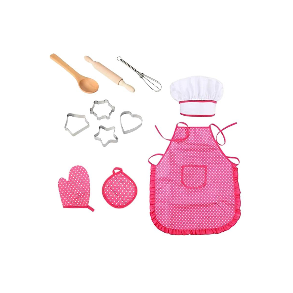enbaoxin 11Stk Kochset Kinder Küchenspielzeug Set Kinder Küchen Schürze Zubehör mit Kochmütze Geschenk