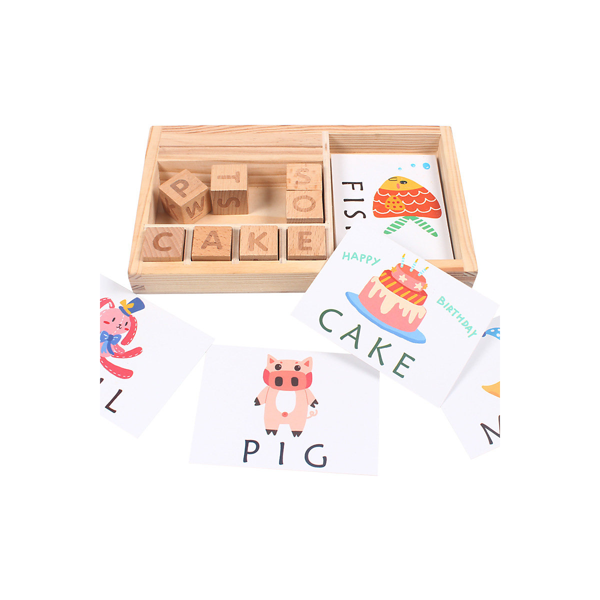 enbaoxin Buchstabierwortspiel Früherziehungsspielzeug für Kinder Alphabet-Bausteine Früherziehungsspielzeug