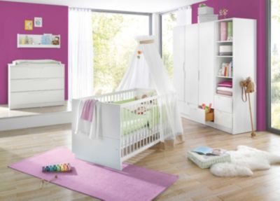 Komplett Kinderzimmer FRESH, 3-tlg. (Kinderbett, breite Wickelkommode und 3-triger Kleiderschrank), Wei wei Gr. 70 x 140
