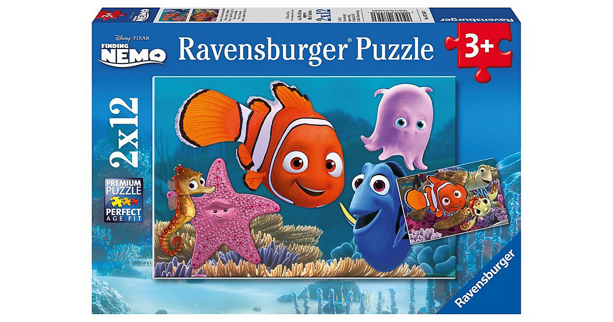 2er Set Puzzle, je 12 Teile, 26x18 cm, Disney Finding Nemo