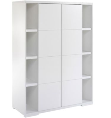 Kleiderschrank MAXIMO WEI, wei, 2-trig mit Seitenregalen