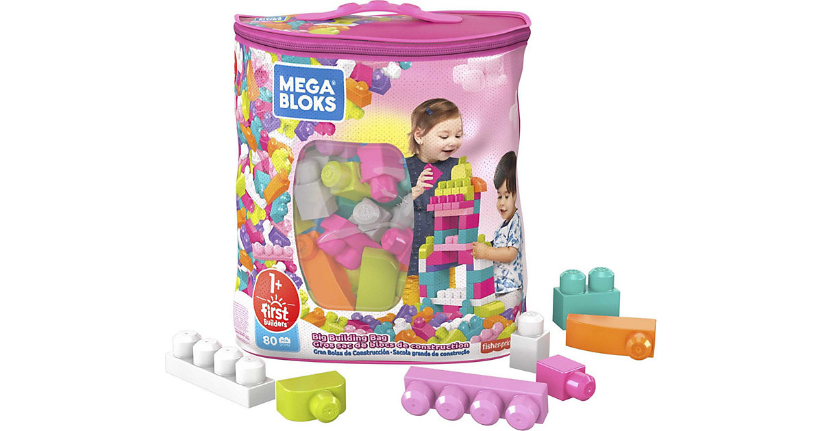 Spielzeug: Mattel Mega Bloks Bausteinebeutel pink (80 Teile) pink-kombi