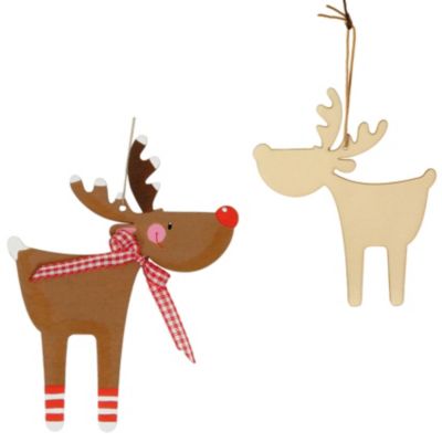 Baumschmuck Holz Elch zum Selbstgestalten, 6 Stck
