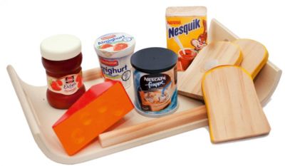 Modernes Frhstckstablett mit Spiellebensmittel