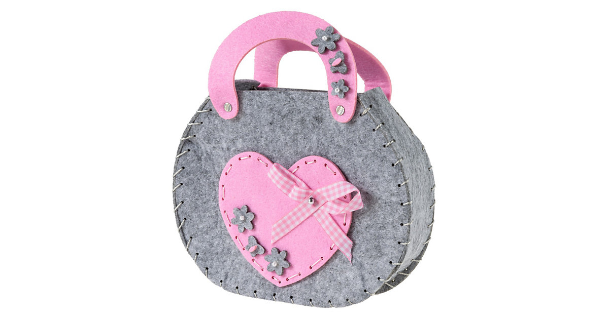 Kreativset Filztasche Herz pink/grau