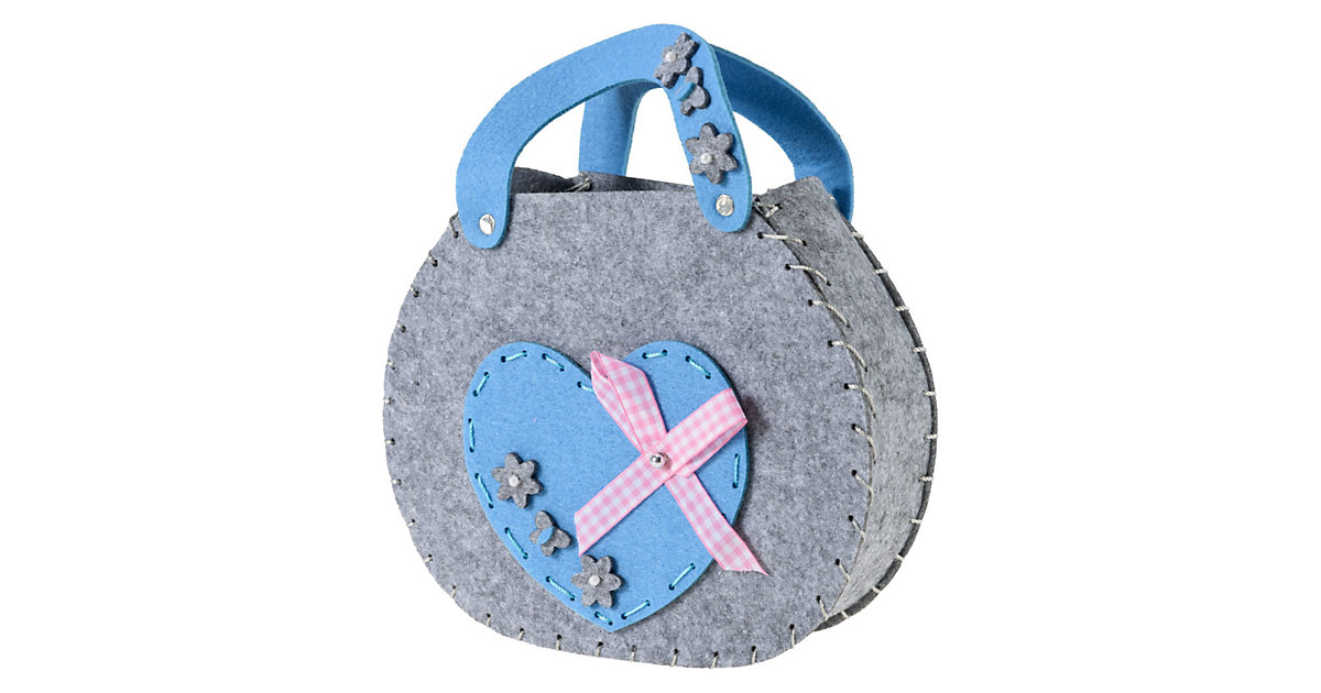 Kreativset Filztasche Herz blau/grau