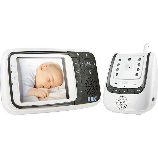 NUK Babyphone Eco Control+ Video, Full Eco Mode 100% frei von hochfrequenter Strahlung im Stand-by, Nachtsichtfunktion, Temperatursensor, Schlaflieder