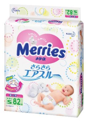 Подгузники Merries S 4-8 кг, 82 шт.