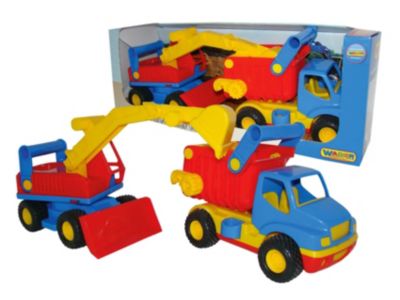 WADER ConsTruck Bagger - Bunter Sandkasten Bagger Mit Beweglicher Schaufel