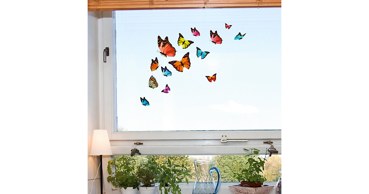 Fenstersticker Schmetterlinge, 16-tlg. mehrfarbig