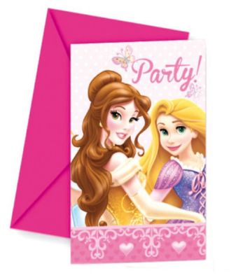 Приглашения в конвертах "Принцессы Дисней - Сказочный мир", 6 шт.