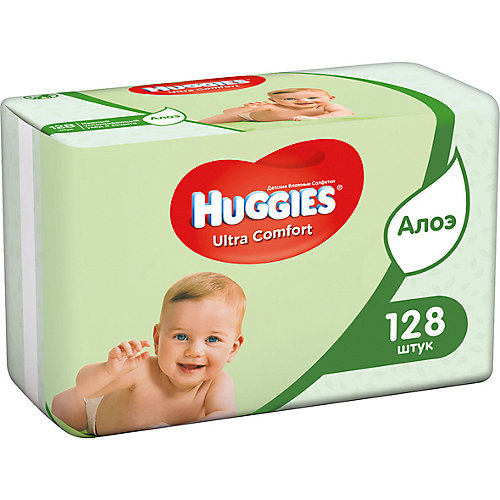 Детские влажные салфетки Huggies Ultra Comfort с Алоэ 2х64, 128 шт. от HUGGIES