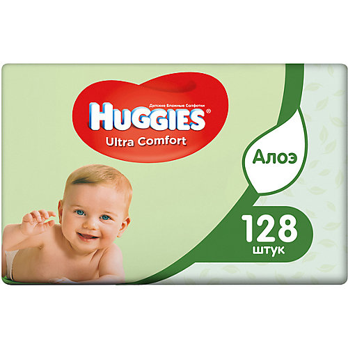 Детские влажные салфетки Huggies Ultra Comfort с Алоэ 2х64, 128 шт. от HUGGIES