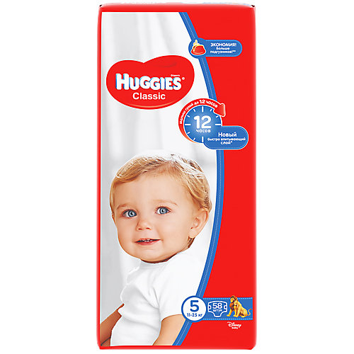 Подгузники Huggies Classic 5 Mega Pack, 11-25 кг, 58 шт. от HUGGIES