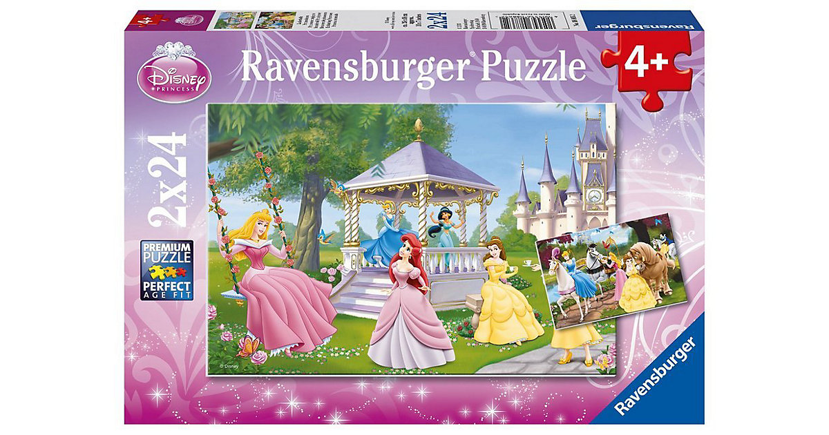 2er Set Puzzle, je 24 Teile, 26x18 cm, Disney Princess Zauberhafte Prinzessinnen