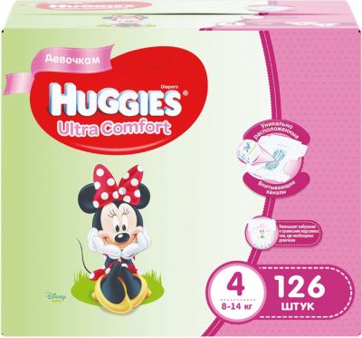 Подгузники Huggies Ultra Comfort4 Disney Box для девочек, 8-14 кг, 126 шт. (42х3)