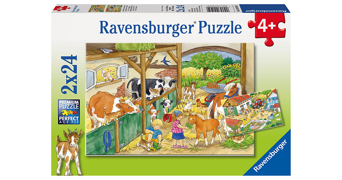 Puzzles: Ravensburger 2er Set Puzzle, je 24 Teile, 26x18 cm, Fröhliches Landleben