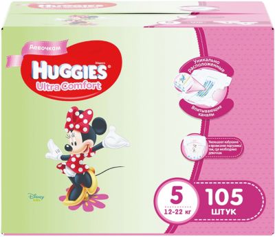Подгузники Huggies Ultra Comfort 5 Disney Box для девочек, 12-22 кг, 105 шт. (35х3)