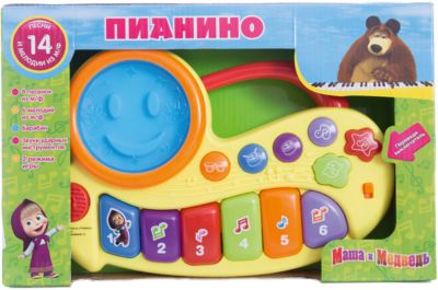 Пианино "Маша и медведь", со светом, Играем вместе