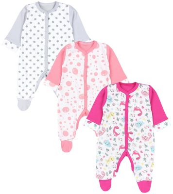 Baby Mädchen Schlafstrampler mit Fuß 3er Pack für Mädchen, TupTam, rosa  Modell 1 | myToys | Schlafanzüge