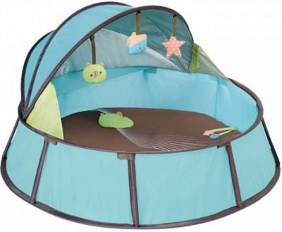 Манеж-палатка с ковриком, Babymoov, голубой/серый