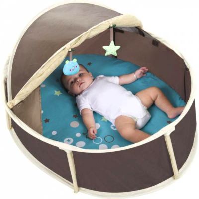 Манеж-палатка с ковриком, Babymoov, серый/голубой