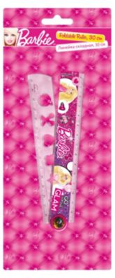 Линейка раскладная с трафаретом, 30 см, Barbie