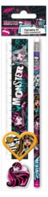 Набор: линейка, карандаш, точилка, ластик, Monster High