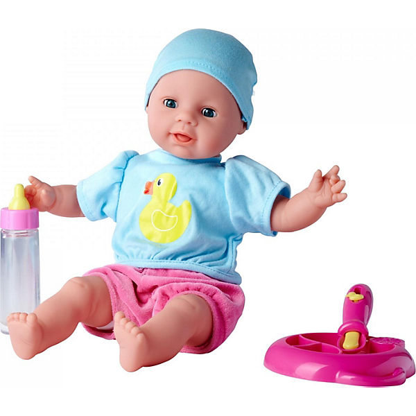 Weichkörper-Babypuppe Laura Hungry mit Schnuller und Fütterzubehör, 38 cm