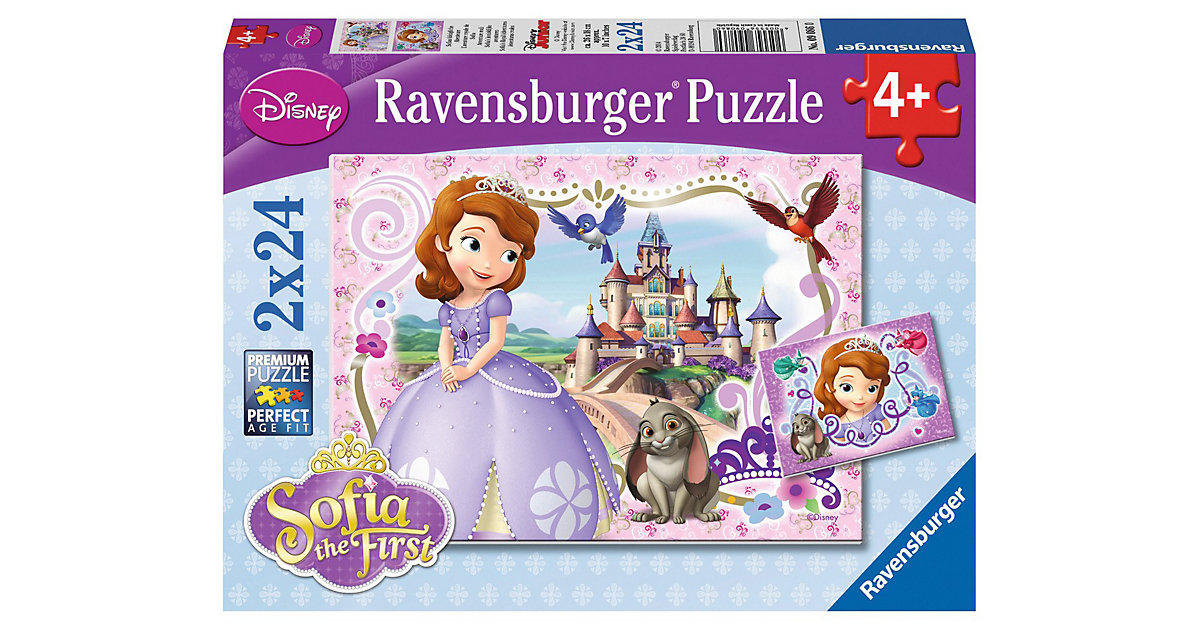 2er Set Puzzle, je 24 Teile, 26x18 cm, Disney Sofia, die Erste: Sofias königliche Abenteuer
