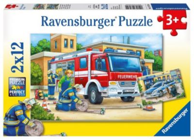 Ravensburger 078141Puzzle Polizei & Feuerwehr 2x24 Teile