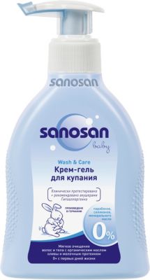 Крем-гель для купания с дозатором, Sanosan, 200 мл.