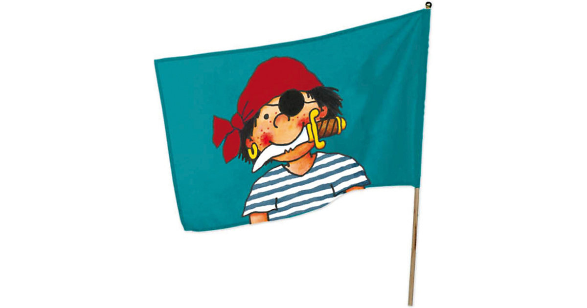 Flagge inkl. Flaggenstock Pirat Pit Planke türkis