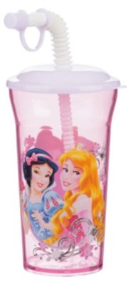Стакан с крышкой и соломинкой (350 мл) Принцессы Дисней