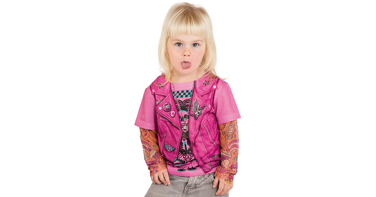 Kostüm 3D T-Shirt Bikerin pink Gr. 110/116