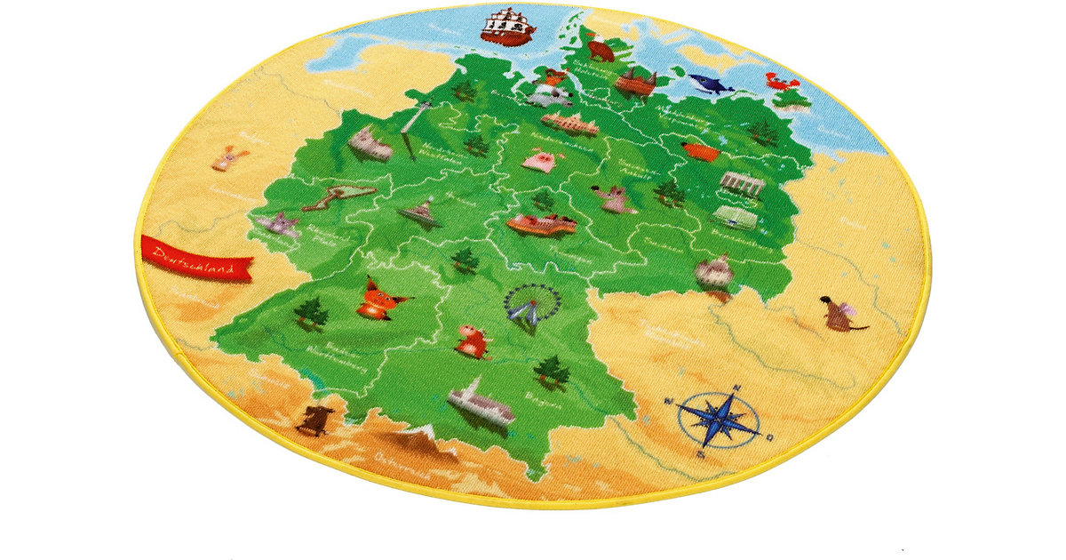 Kinderteppich Deutschlandkarte, 130 cm rund