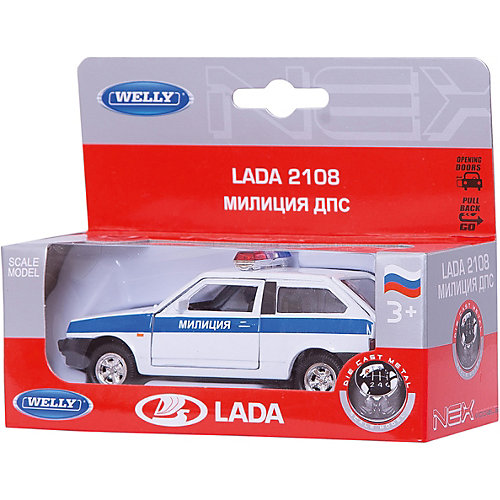 Модель машины 1:34-39 LADA 2108 МИЛИЦИЯ ДПС., Welly от Welly